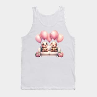 Valentine Turtle Couple Sitting Sofa Tank Top